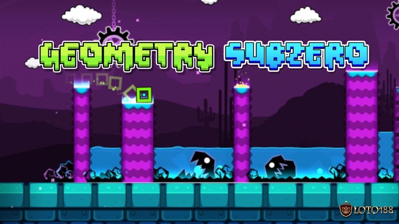 Giao diện gameplay của Game Geometry Dash SubZero – Phiên bản được yêu thích trên cộng đồng loto188 với chủ đề băng giá và lối chơi thử thách