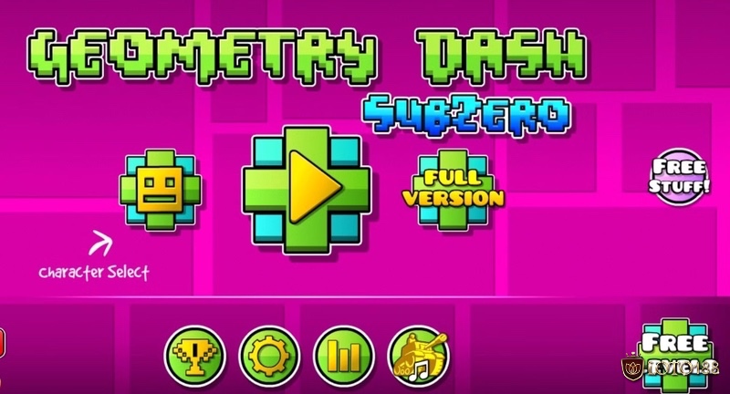 Ba cấp độ băng giá "Press Start", "Nock Em" và "Power Trip" trong Game Geometry Dash SubZero với độ khó tăng dần và gameplay đặc trưng