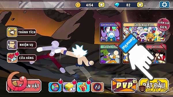 Stickman Warriors hiệu ứng kỹ năng đẹp, chế độ chơi khác nhau như đấu trường, thử thách thời gian và chế độ sinh tồn