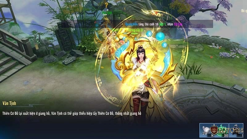  Nhân vật nhận nhiệm vụ từ NPC trong một vùng đất mới đầy bí ẩn