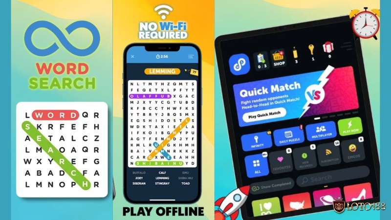 Infinite Word Search Puzzles rất hợp cho người muốn luyện vốn từ và khả năng tập trung qua những thử thách nhẹ nhàng